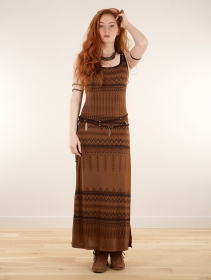 \ Electra Aztec\  printed long split strappy dress, Sienna