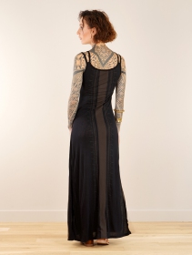 \ Electra Umbas\  printed long split strappy dress, Black