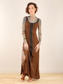 \ Electra Umbas\  printed long split strappy dress, Sienna