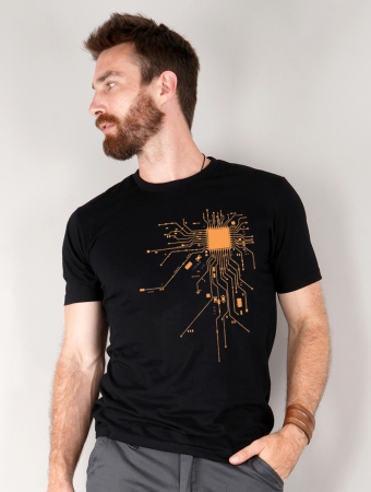 \ Electrosystem\  t-shirt, Black and orange