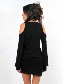 \ Elixir\  bare shoulder pullover, Black