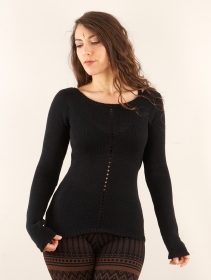 \ Endarial\  reversible open work knit sweater, Black