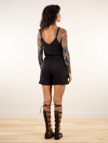 \ Enetari\  strappy playsuit with crochet details, Black