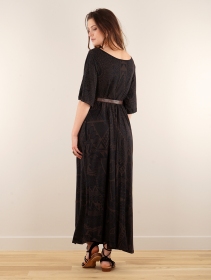 \ Eorynn Africa\  printed oversized long dress, Black