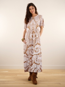 \ Eorynn Africa\  printed oversized long dress, White