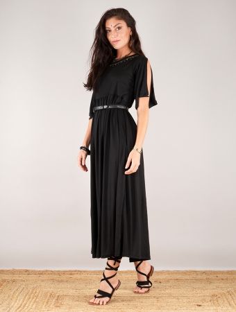 \ Eorynn Anazraa\  printed oversized long dress, Black