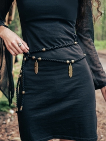 \ Feathers\  belt, Black fabric and golden beads