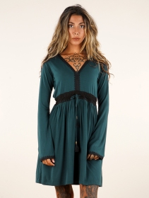 \ Firiel\  long sleeve dress with crochet detail, Teal