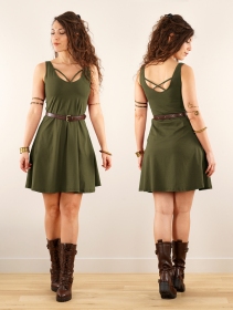 \ Full Moon\  short sleeves dress, Army green