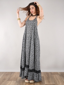 \ Gaia\  long dress, Black with floral patterns