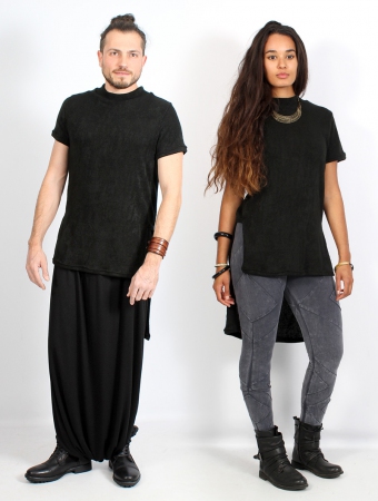 Gender neutral - \ Doli\  short sleeves asymmetric sweater, Black