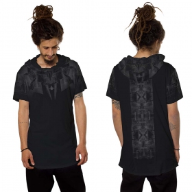 \"Geomeister\" hooded t-shirt, Black