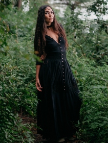 \ Heldaria\  buttoned long dress, Black with black crochet