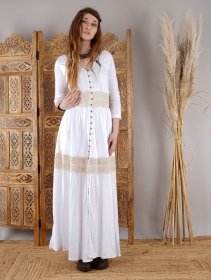 \ Heldaria\  buttoned long dress, White and beige crochet