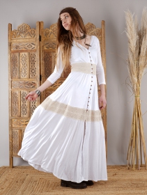 \ Heldaria\  buttoned long dress, White and beige crochet