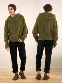 \ Helixx\  retractable hooded long sweater, Army green