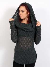 \ Hooka\  crochet sweater, Bluish grey
