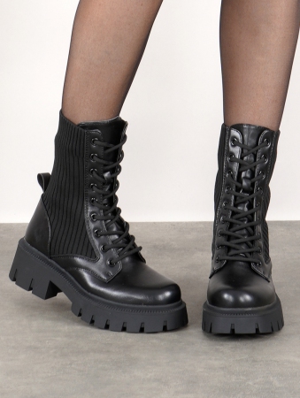 \ Indrana\  laced bi-material boots, Black