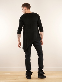 \ Isao\  long sleeve asymmetric knitted tunic, Black