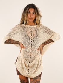 \ Jaring\  crochet sweater dress, Beige