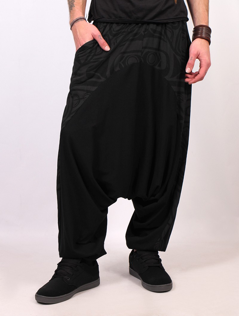 \ Jinn Aladin Haida\  Gender neutral harem pants, Black and grey