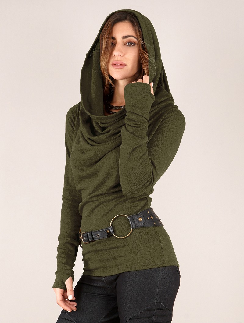 Kali cowl neck sweater, Army green