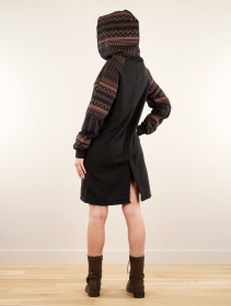 \ Khione Swastika\  Gender neutral hooded long sweater, Black