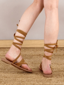 \"Laïmya\" high gladiator sandals, Camel brown