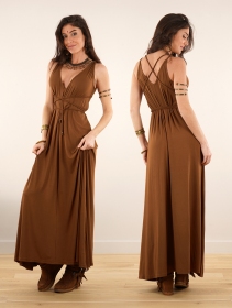 \ Lazüli\  loose and reversible strappy long dress, Caramel