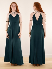 \ Lazüli\  loose and reversible strappy long dress, Peacock teal