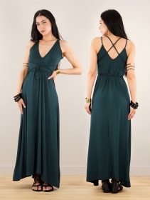 \ Lazüli\  loose and reversible strappy long dress, Peacock teal