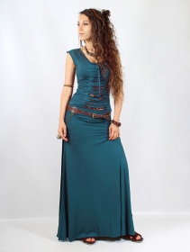 Liloo Dress \ Long Jadeite\ , Teal blue brown