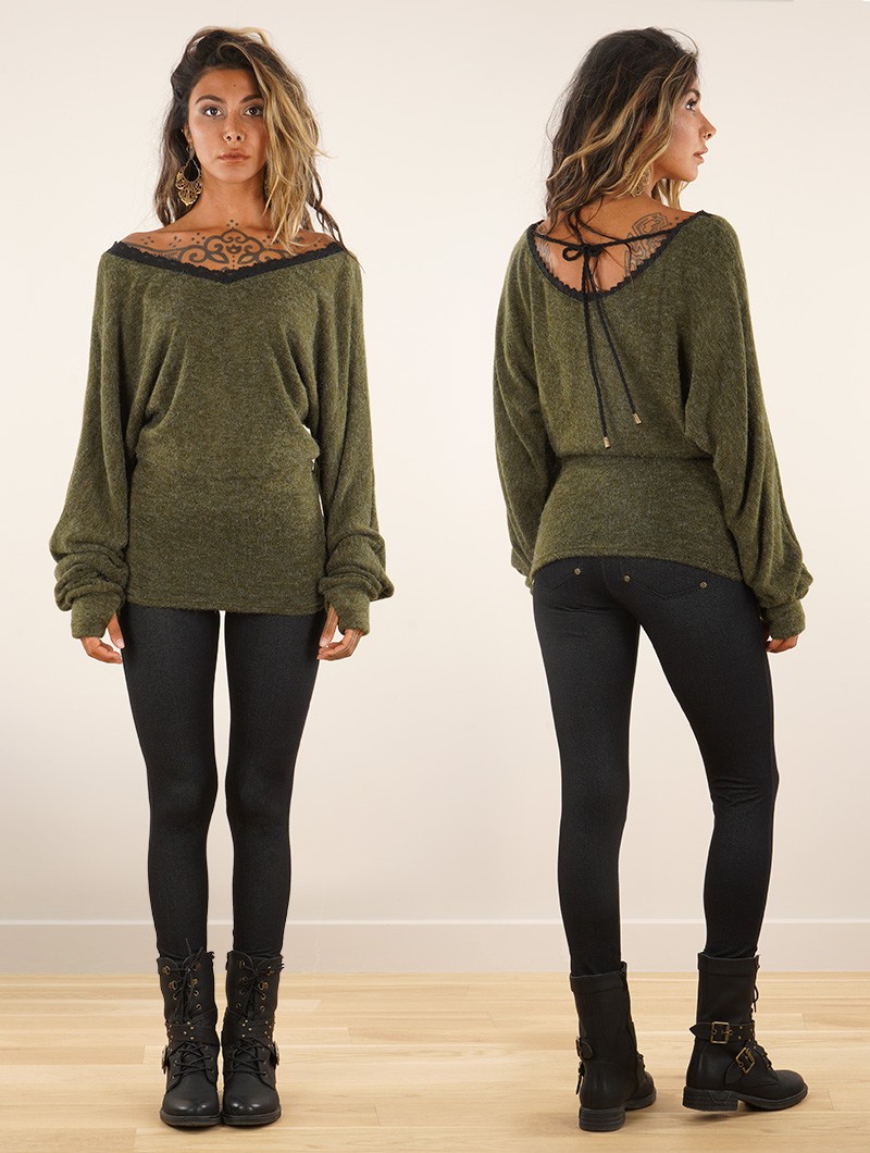 Long-sleeved sweater \ Physälis\ , Army green