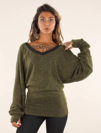 Long-sleeved sweater \ Physlis\ , Army green