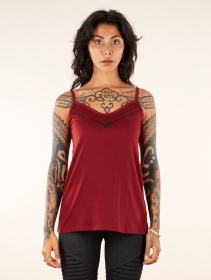 \ Lotus Ciryandil\  printed shoulder strap top, Red