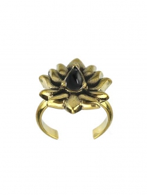 \ Lotus Onyx\  golden brass toe ring