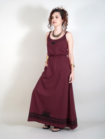 \ Lotus Orom\  printed strappy long dress, Dark red