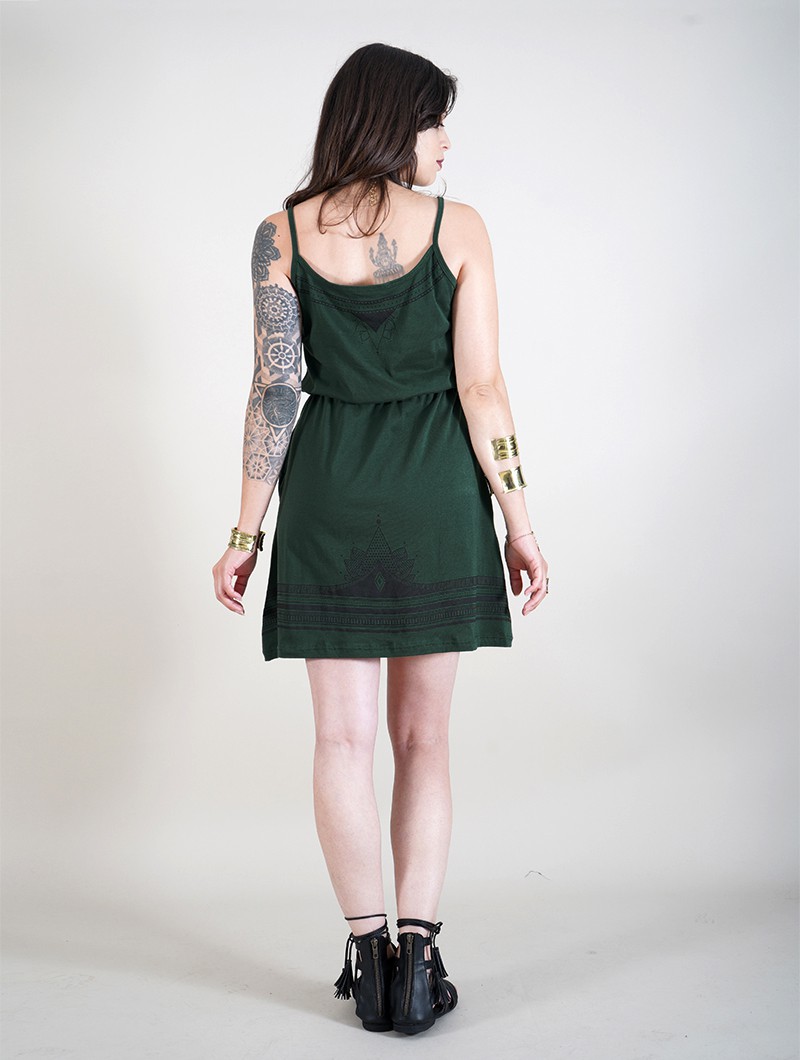 \ Lotus Oromë\  printed strappy short dress, Peacock teal