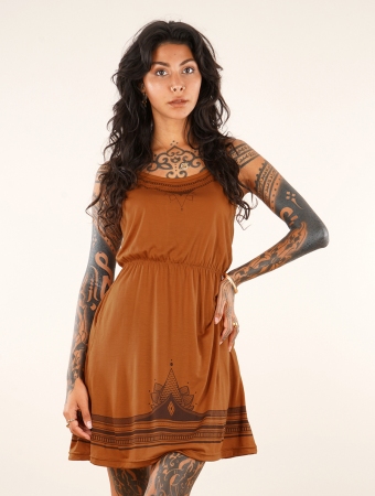 \ Lotus Orom\  printed strappy short dress, Rusty