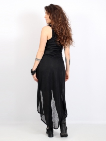 \ Marrakech\  sleeveless long vest, Semi sheer black