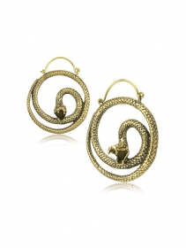 \ Medusa snakes\  golden brass hoop earrings