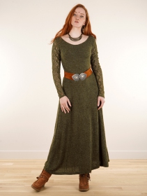 \ Melisandre\  crochet long sleeve long sweater dress, Olive green