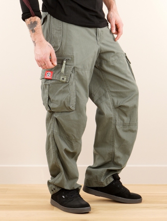 Ethnic Khaki Cargo Pants For Women Low Waist Baggy Cargo Trousers