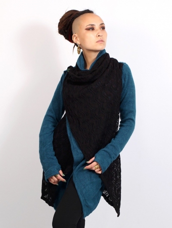 \ Namkha Tisya\  crochet cardigan, Teal blue