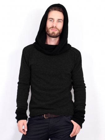 \ Nemo\  big collar hooded sweater, Black
