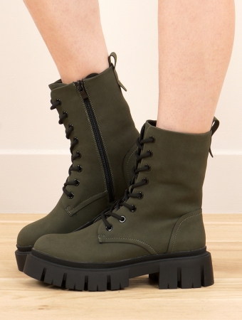 \ Ney\  Platform lace-up boots, Army green