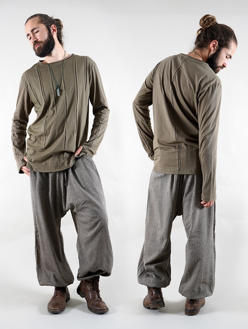 \ Niharika\  Gender neutral sarouel pants, Grey beige mottled
