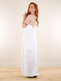 \ Nolofinwe\  strappy long dress with crochet detail, White