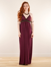 \ Nolofinwe\  strappy long dress with crochet detail, Wine