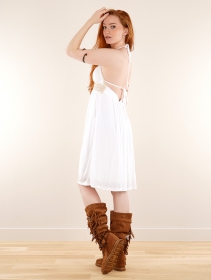 \ Nolofinwe\  strappy short dress with crochet detail, White